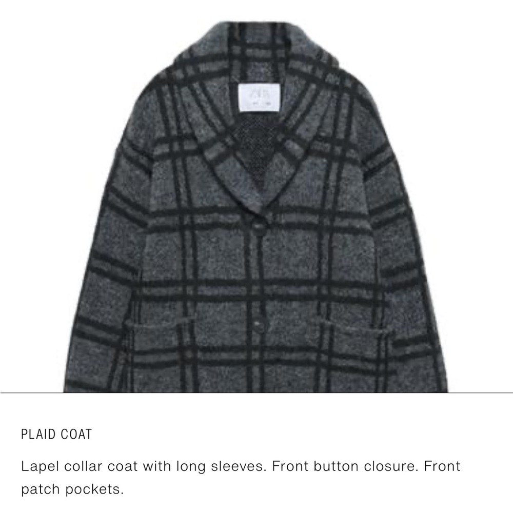 Zara Plaid Coat NWT
